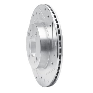 Dodge Attitude Brake Rotor (1) - Front Right - R1 Concepts - Drilled & Slotted - Silver - `16-`25